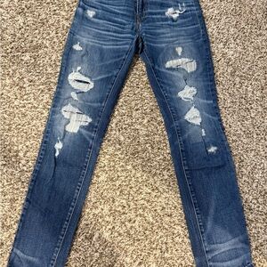 American Eagle Outfitters Ripped Blue Skinny Jeans